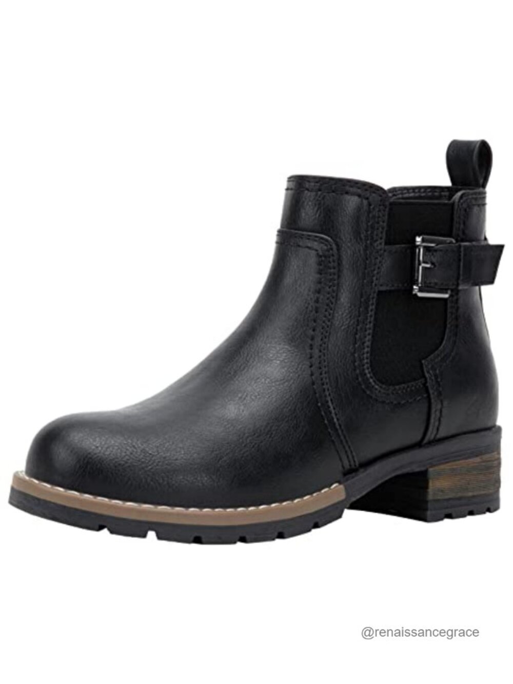 Women's Chelsea Ankle Boots Faux Leather Low Heel Side Zip
